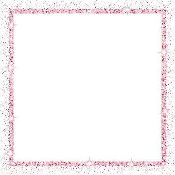 rose gold glitter square frame isolated on transparent background illustration, png, clip art, luxury template for valentine, mother's day banner, card, header
