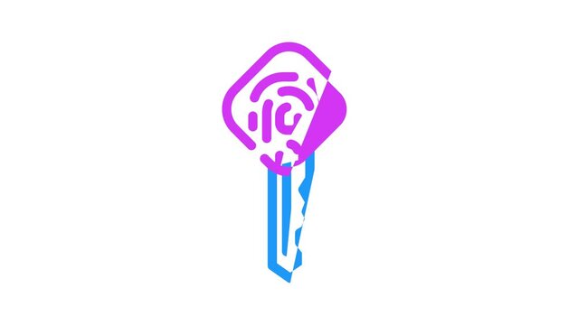 key with fingerprint scanner color icon animation