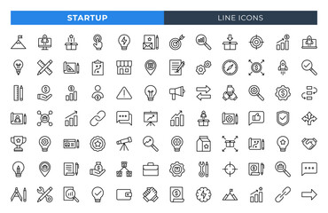 Fototapeta na wymiar Startup line icons set. Vector line icons.