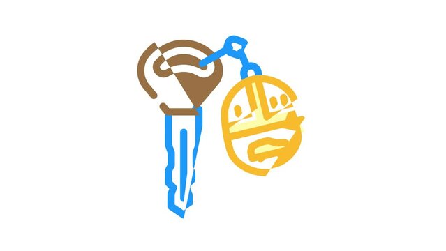 car key with fob color icon animation