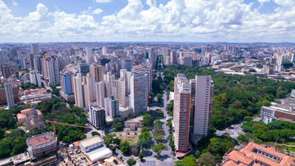Aerial view of the central region of Belo Horizonte, Minas Gerais, Brazil. Commercial buildings on Avenida Afonso Pena