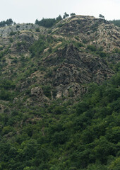 Fototapeta na wymiar Rhodopes, are a mountain range in Southeastern Europe. Bulgaria. Tectonic dislocations are a violation of the occurrence of rocks under the influence of tectonic processes.