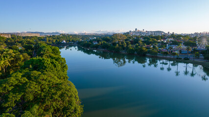 Fototapeta na wymiar Aerial view of Lagoa da Pampulha in Minas Gerais, Belo Horizonte.