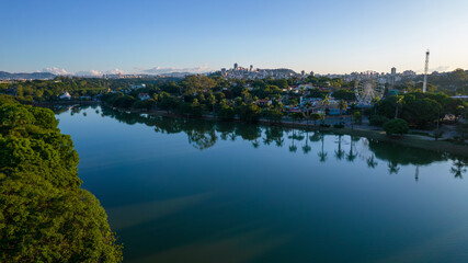 Aerial view of Lagoa da Pampulha in Minas Gerais, Belo Horizonte.