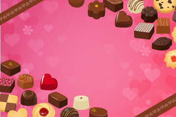 バレンタインをイメージしたオシャレな背景フレーム_ベクターイラスト