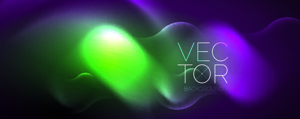 Neon glowing waves, magic energy space light concept, abstract background wallpaper design