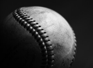 Baseball closeup with texture and stitches