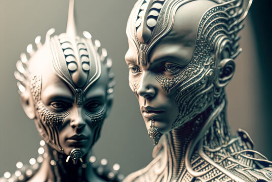 Aliens, extraterrestrial civilizations, Extraterrestrial Intelligence. Aliens coming. Digital art	
