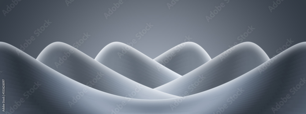 Poster 3d rendering of curved abstract buildings or rolling mountains