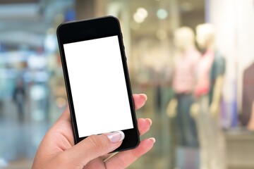 Hand hold mobile phone with blank screen