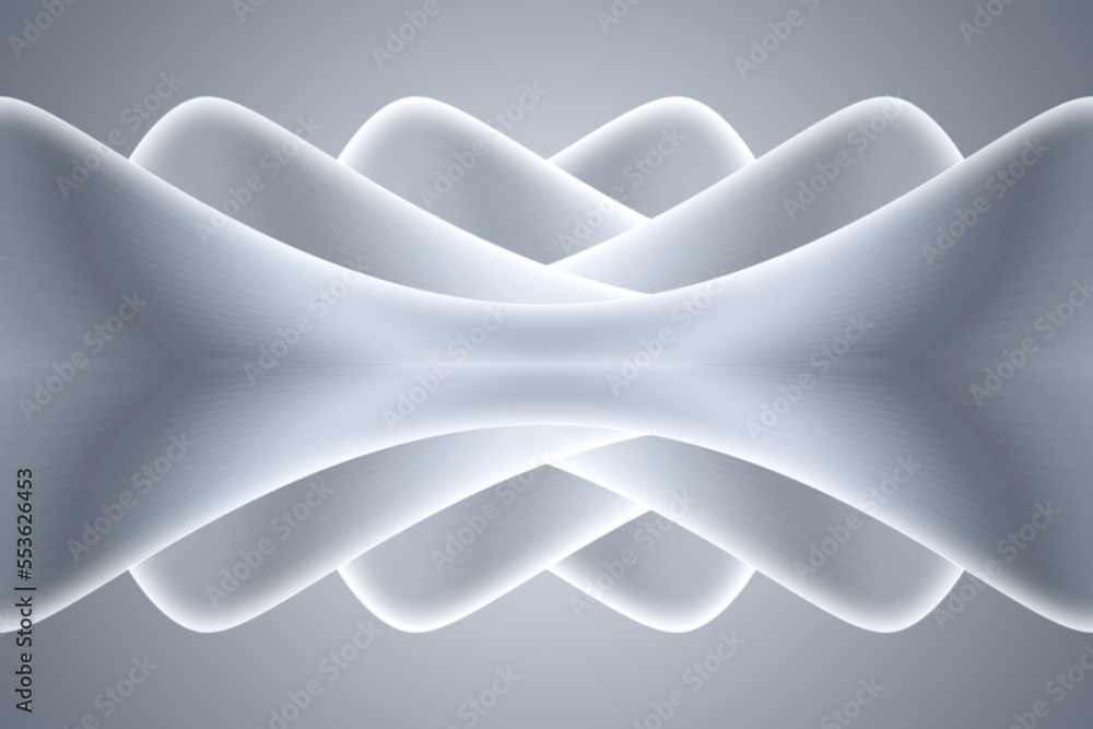 Poster 3d rendering of curved symmetrical abstract buildings or rolling mountains