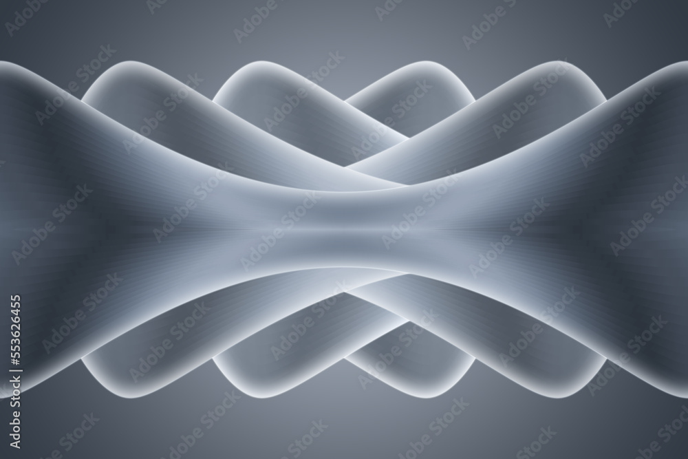 Poster 3d rendering of curved symmetrical abstract buildings or rolling mountains