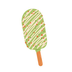 Matcha ice cream icon isolated vector for stickers, postcards, notebook