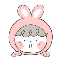 토끼 의상을 입은 캐릭터 얼굴