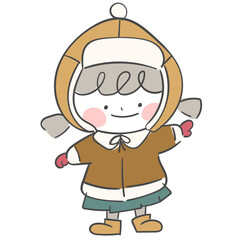 귀달이 모자와 겨울의상을 입은 캐릭터