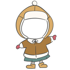 얼굴 합성용 모자와 겨울의상