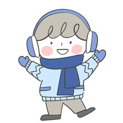 겨울 스웨터와 귀마개를 한 캐릭터