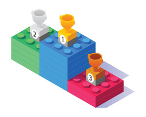 The first , second, third, blocks toy, Back to school. 3d design vector.