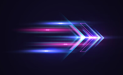 Abstract modern hight speed light arrow line technology effect. Modern abstract high speed motion. Colorful dynamic motion on a darkbackground. Vector illustration