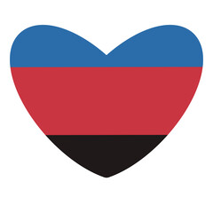 Polyamorous rainbow flag flat heart isolated on white background. LGBT pride month raster png illustration	