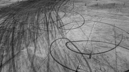 Tire tracks texture and background, Asphalt texture with line and tire marks, Automobile automotive...