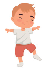 little kid boy walking