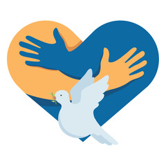 ukraine heart with dove flying