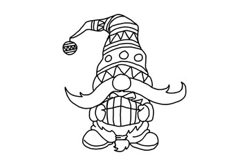 Adorable gnome carrying a christmas gift box