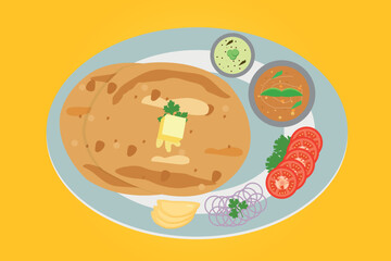 Chole bhature masala indian traditional punjabi food design