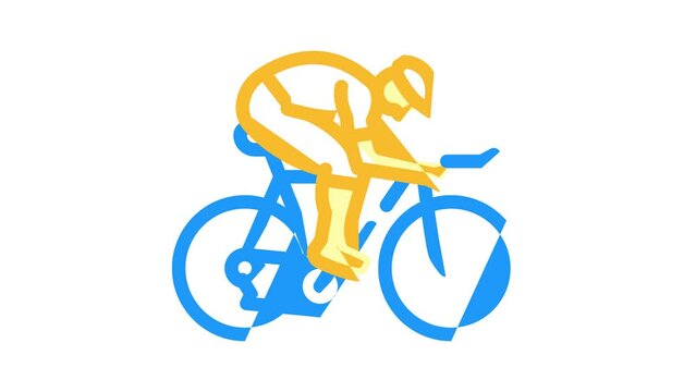 male cyclist color icon animation
