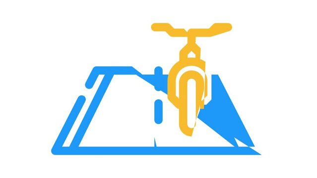 road riding on bicycle color icon animation
