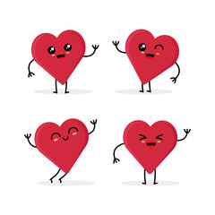 set of vector illustrations of cute cartoon hearts assorted expressions