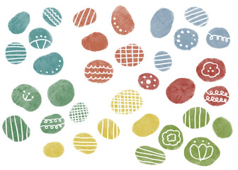 水彩画　カラフルな北欧風模様の背景素材