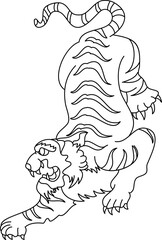 Tiger vector is on white background.Cartoon tiger isolate on white,Tiger Tattoo design.