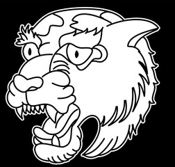 Tiger head silhouette vector isolate on white background.