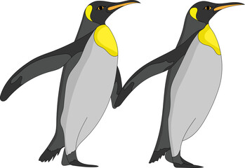 Obraz premium Realistic imperial penguins. Adult birds isolated on white background png