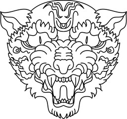 Tiger head silhouette vector isolate on white background.