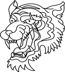 Tiger head silhouette vector isolate on white background.