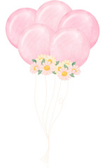 Fototapeta na wymiar cute soft pink pastel balloons watercolour 