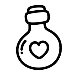 valentine day bottle with hearts love line icon.