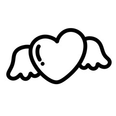 Heart with wings line Icon.
