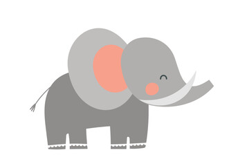 Safari elephant icon. Gray animal with large ears and trunk. Sticker for social networks and messengers. Mammal, nature and wild life. Cute african character. Cartoon flat vector illustration