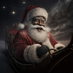 Black Santa in His Sleigh