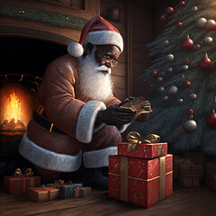 Black Santa Claus with Gifts