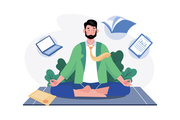 Businessman Doing Meditation Illustration concept on white background