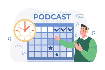 Man Scheduling A Podcast Release Date