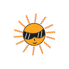 Illustration vector graphic of Sun with sunglasses smiling icon