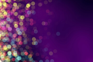 Purple magical colorful abstract bokeh overlaying blurred background