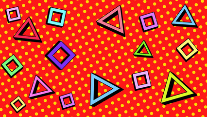 Abstract Retro style 80s-90s memphis geometrical pattern design comic pop art halftone background.