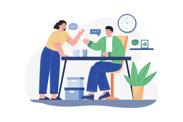 Man And Woman Chatting During Breaktime